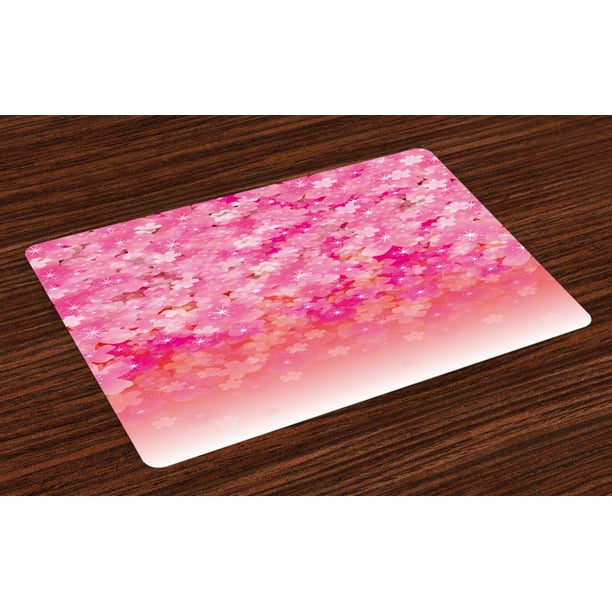 Light Pink Placemats Set of 4 Cherry Blossom Tree Flowers in Vibrant