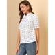 thumbnail image 4 of Camisa floral Allegra K para mujer con Ribete de encaje cuello En punta Abotonado Blanco S, 4 of 6