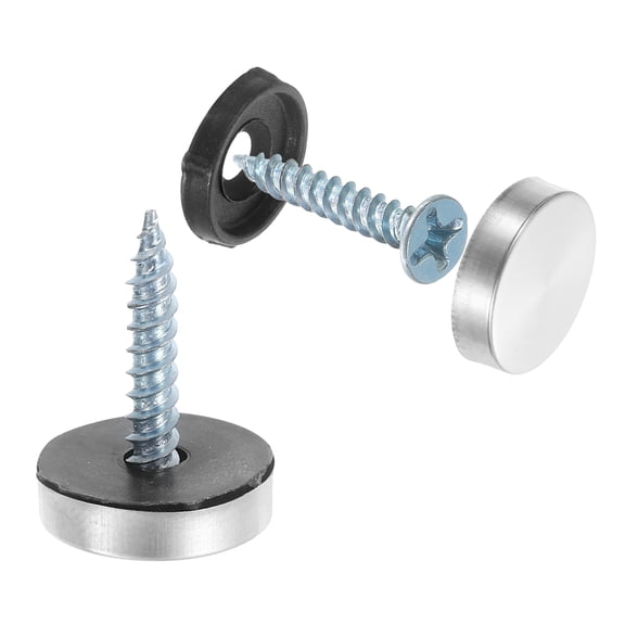 24pcs Screw Covers Caps, 16mm Dia Stainless Steel Flat Gasket Mirror Screws