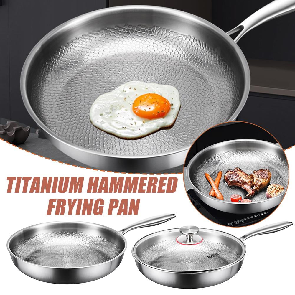 EIRZNGXQ Titanium Hammered Pan Pro With Lid, 2025 New Multifunctional Pots and Pans, Scratch-Resistant Non Stick Frying Pan for Cooking