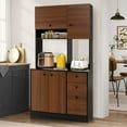 thumbnail image 2 of Tall Kitchen Pantry Buffet Hutch Floor Large Cupboard with Cabinet Walnut, 2 of 5