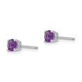 thumbnail image 2 of 14K White Gold 4mm Amethyst Earrings, 2 of 7