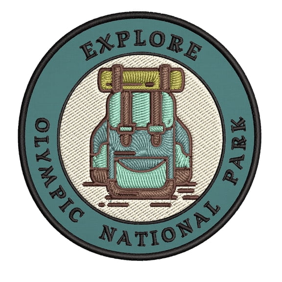 Explore! Olympic National Park 3.5 Inch Iron Or Sew On Embroidered Fabric Badge Patch Seek Adventure, National Park Iconic Series