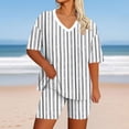 thumbnail image 2 of ZToonmas Women's Plus Size V Neck Short Sleeve Vintage Print Top and Elastic High Waist Bike Shorts 2 Piece Casual Loungewear Set, 2 of 5