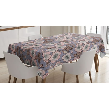 

Vintage Tablecloth Graceful Nature Theme Bedding Plant Poppies Buds with Artistic Look French Garden Rectangular Table Cover for Dining Room Kitchen 60 X 84 Inches Mauve Blush by Ambesonne