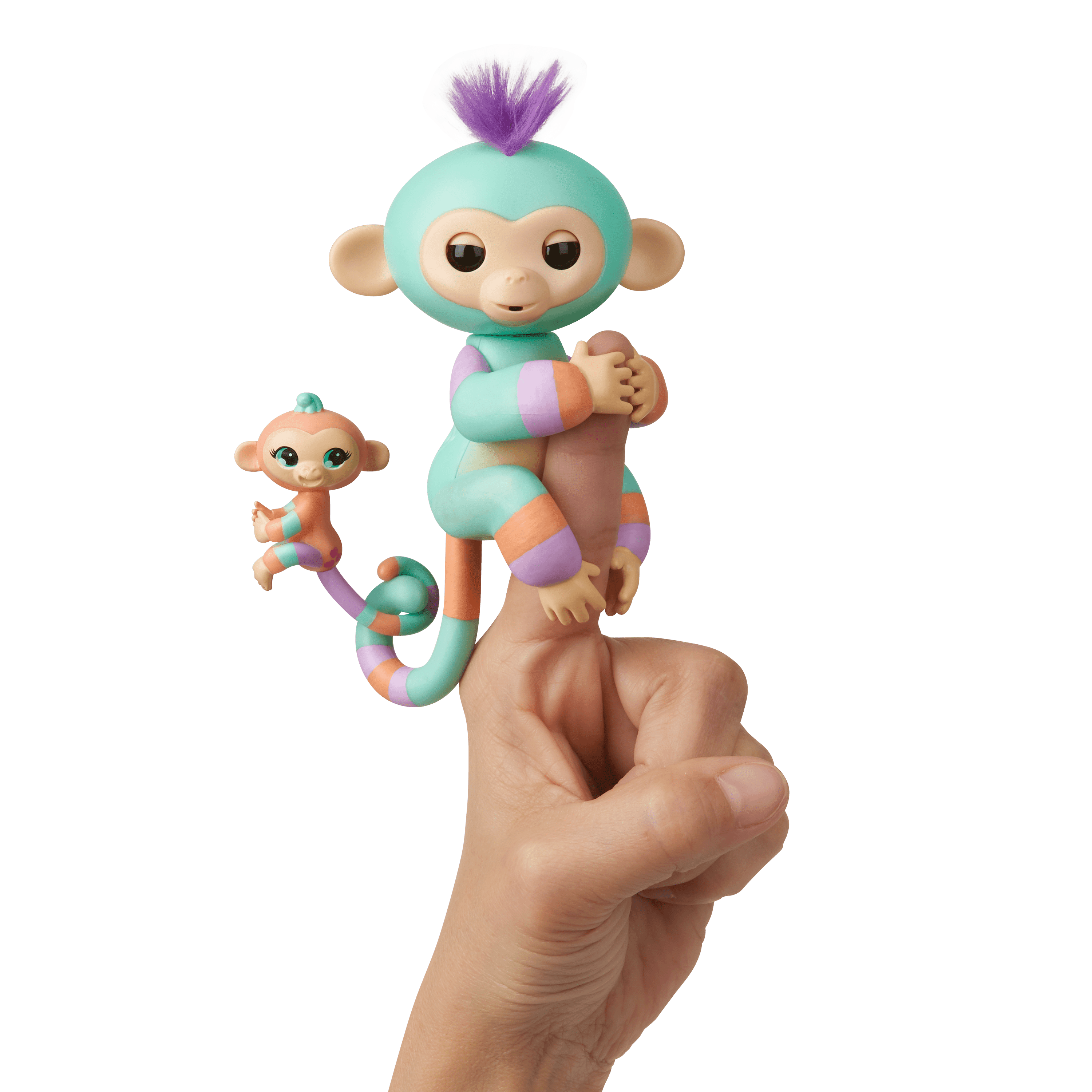 Fingerlings Baby Monkey & Mini BFFs - Danny & Gianna (Turquoise-Orange) - Interactive Baby