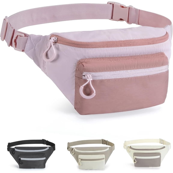 "Fanny Packs Crossbody Waist Bag with Adjustable Strap for Women Men, Suitable for Running Sport Travel Hiking, Pink