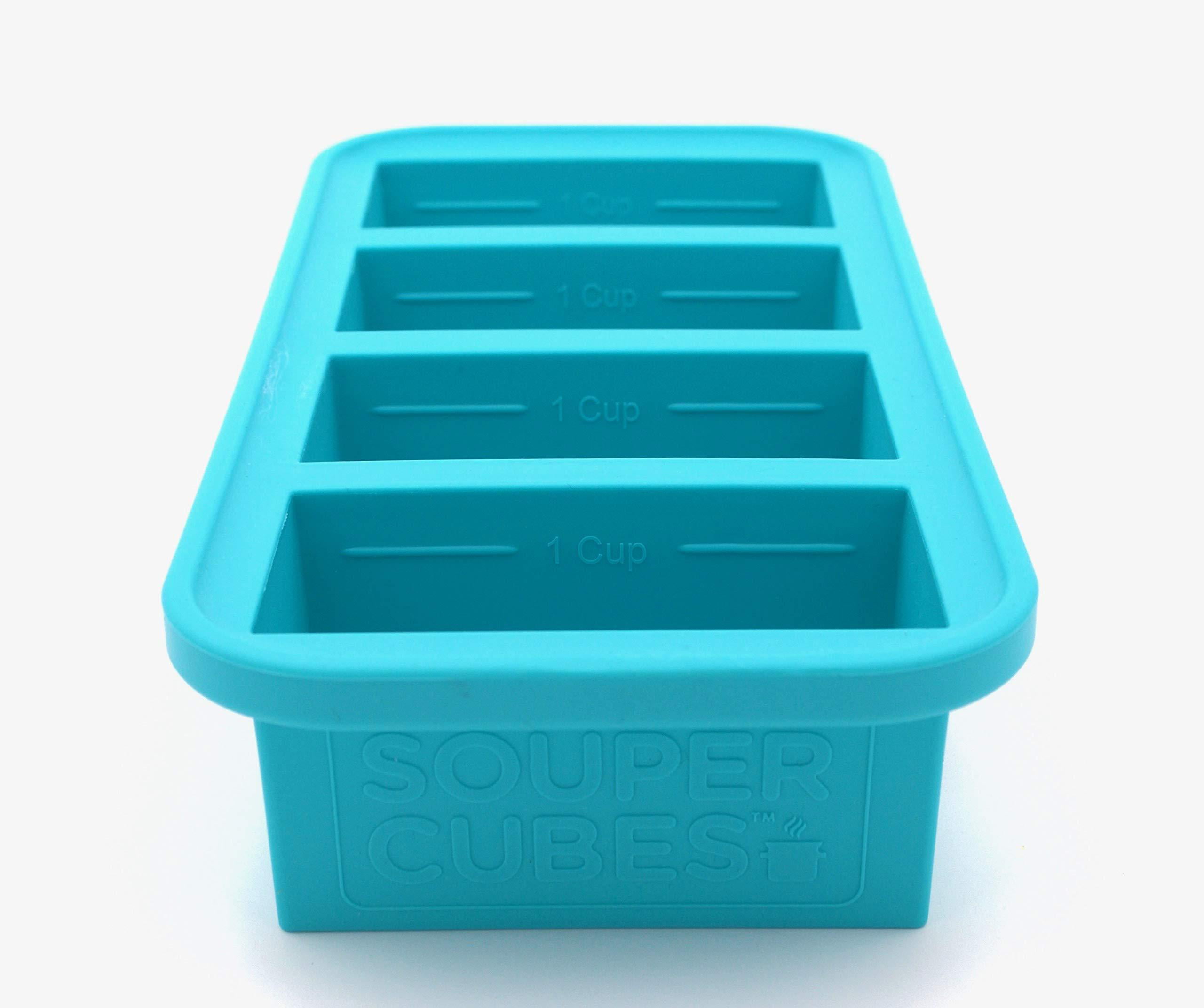 Souper Cubes 1-Cup Extra-Large Silicone Freezing Tray with Lid - 2 Pack - Makes