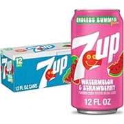 7UP Caffeine Free Watermelon Strawberry Soda Cans, 12 pack of 12 oz cans