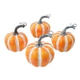 thumbnail image 2 of 4 Pack 4 Inch Artificial Pumpkins Halloween Pumpkin Decorations Orange White Striped Decorative Pumpkins for Home Fall Table Decor Thanksgiving Tiered Tray Decor for Indoor Party, 2 of 4