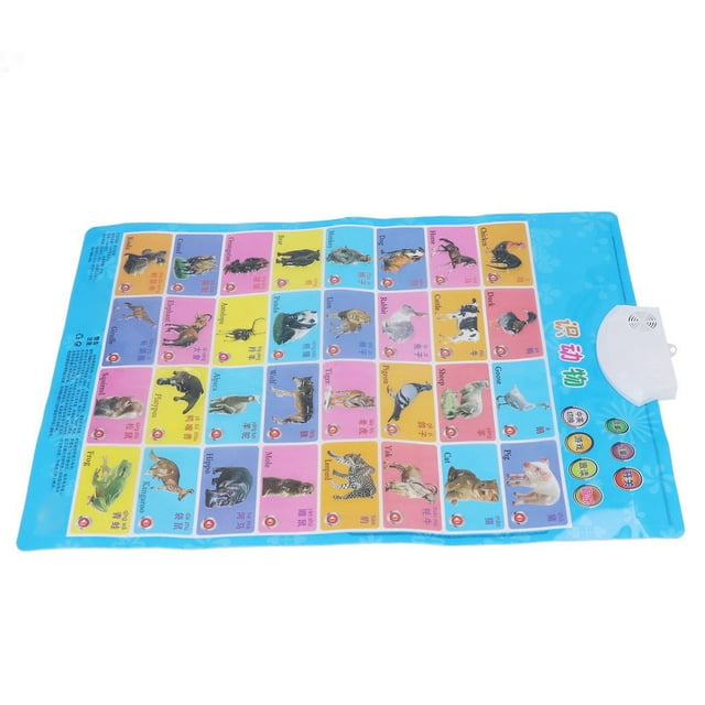 Animal Learning Poster Double Sided Early Learning Bilingual Children Sound Wall Chart for Kindergarten Classroom Home