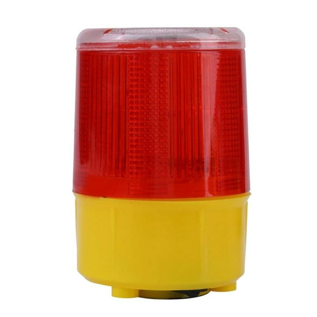 kurtrusly Solar LED Round Warning Light Lamp Bright Traffic Alarm Flash Light Type D 1Set