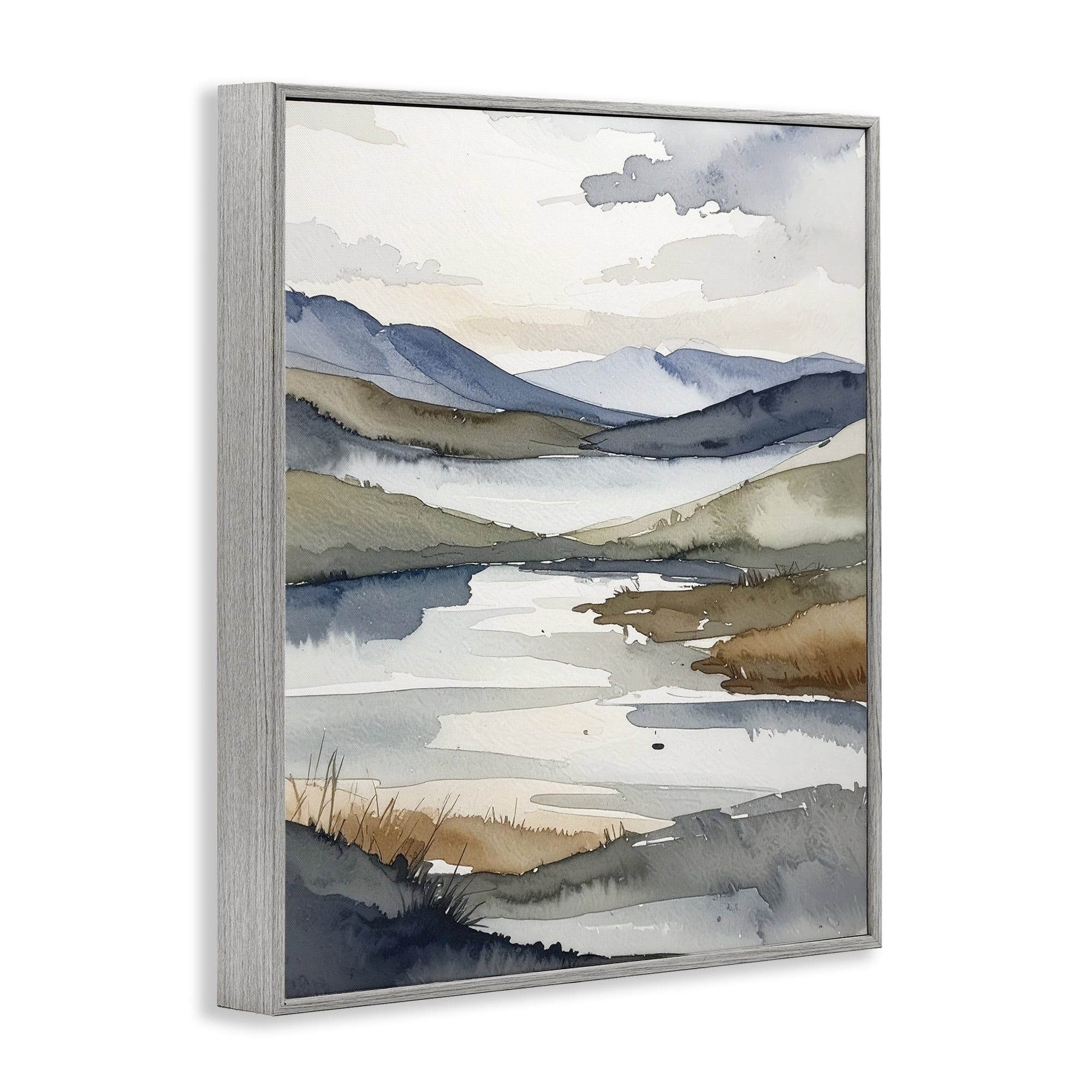 Stupell Industries Flow Of Water Pond Gray Framed Giclee Art, design by Alonza Saunders