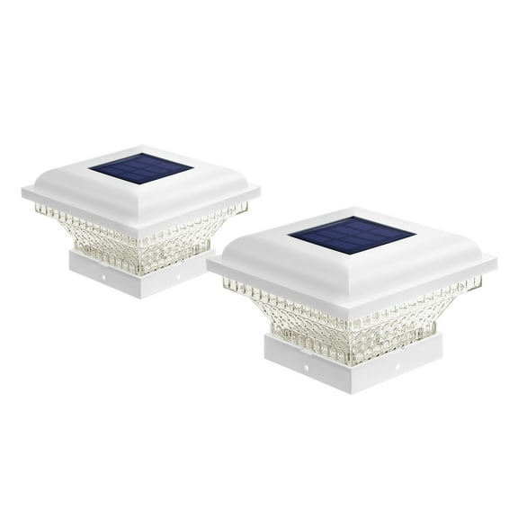 Home Zone Security Solar Post Cap Lights, 2-Pack, 12 Lumens, fit Post Size 3.5"x3.5", White