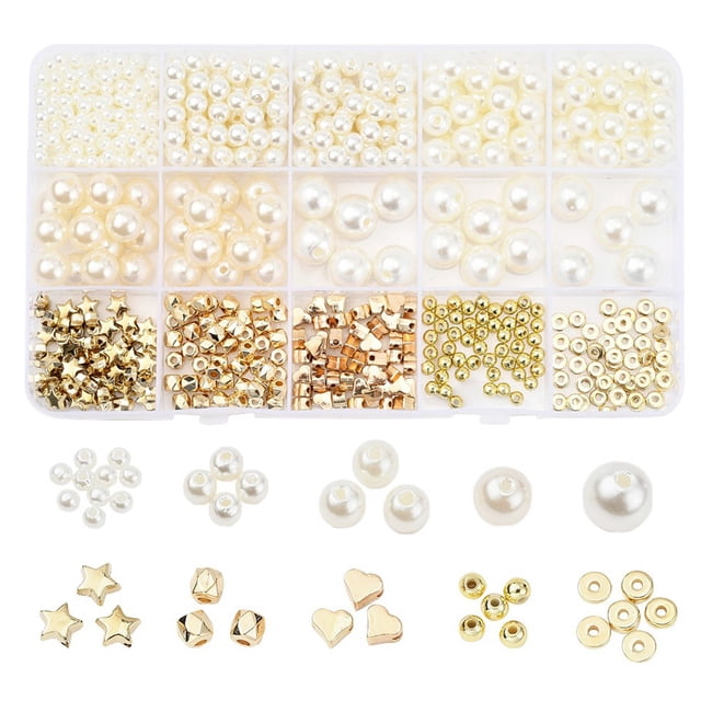 1 Boîte de Perles d'Espacement Perles de Fabrication de Bijoux Perles de Simulation Perles en Vrac