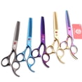 thumbnail image 5 of Purple Dragon Dog Grooming Scissors 6.5" 7" Stainless Up Curved Scissors Professional Pet Shears Chunker Thinning Scissors Z3002, 5 of 10