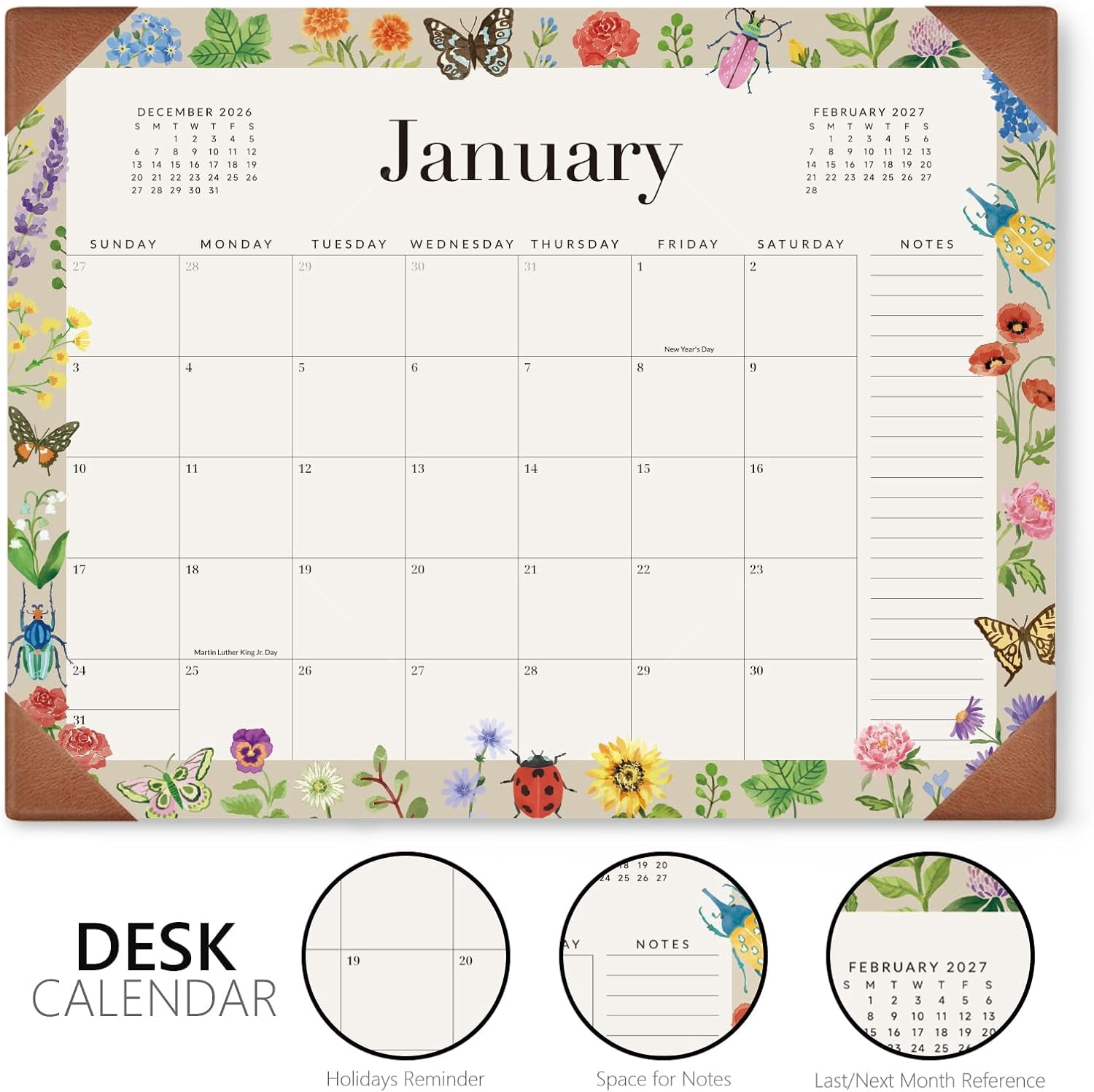 Jotsome  Large Desk Calendar 2026-2027 18-Month Planning Pad (Jan 2026-Jun 2027) 16.5"x21" Desktop Mat Blotter for Home Office & School Easy View & Write
