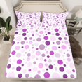 thumbnail image 2 of Manfei Cute Polka Dots Queen Sheet Sets,Geometric Circular Pattern Flat Sheet,Purple White Queen Fitted Sheet For Girls Kids,Breathable Home Decor,4 Pieces, 2 of 7