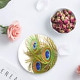 thumbnail image 4 of RYLABLUE Peacock Set of 4 Round Coaster for Drinks, Absorbent Ceramic Stone Coasters Cup Mat with Cork Base for Home Kitchen Room Coffee Table Bar Decor, 4 of 5
