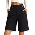 thumbnail image 2 of Only Moment Womens Lightweight Shorts Bamboo Nodes Cotton Hiking Cargo Bermuda Shorts Lightweight Knee Length Capris for Summer Travel Fishing Biker Shorts Black,XL, 2 of 7