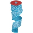 thumbnail image 2 of Northlight Swirl Wired Spring Craft Ribbon - 2.5" x 10 Yards - Blue and White, 2 of 6