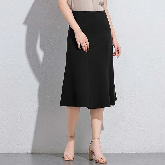 Fashionable Women's Solid Color High Waist Hanging Casual Umbrella Skirt Going Out Business Casual Outfits A Line Skirt Casual Senior Front Gifts