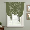 thumbnail image 2 of Japanese Tie Up Curtains for Windows, Adjustable Balloon Window Shades, Green Rustic Retro Pastoral Floral Leaves Kitchen Window Treatments Farmhouse Short Curtains with Rod Pocket 42"x45", 2 of 8