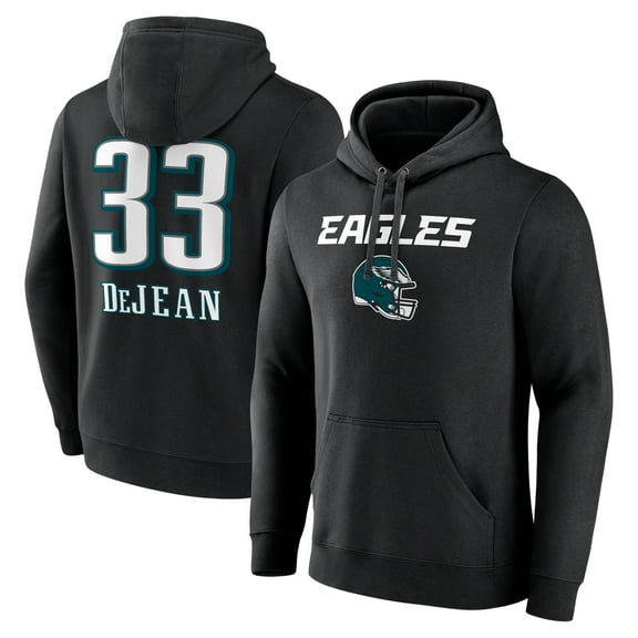 Men's Cooper DeJean Black Philadelphia Eagles Team Wordmark Name & Number Pullover Hoodie