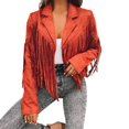 thumbnail image 2 of Fiaer,Womens Loose Fit Oversized Cropped Leather Jackets,Ladies Casual Trendy Long Sleeve Fringe Solid Color Lightweight Comfy Tops Orange XL, 2 of 9
