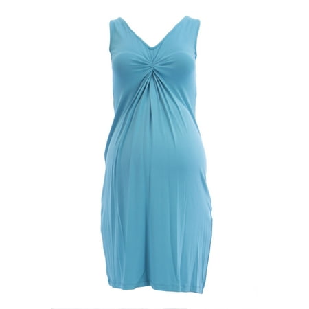 

OLIAN Maternity Women s Front Twist Accent V-Neck Dress X-Small Bay Teal