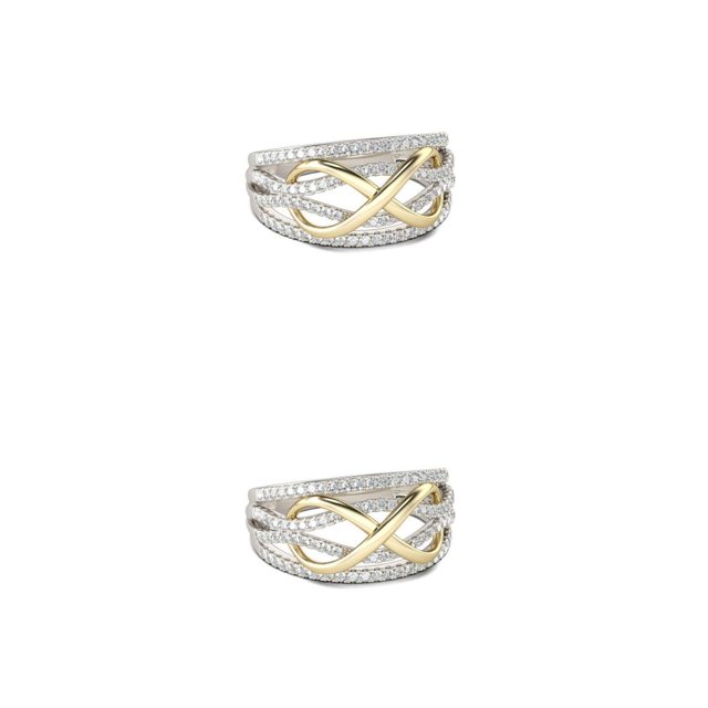 Guardurnaity Anillo de aleación para mujer, elegante cristal cruzado, joyería de mano decorativa, chapado, decoración de moda, collar, colgante Talla 8 2piezas