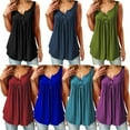 thumbnail image 4 of POINTERTECK Womens Summer Sleeveless V Neck Solid Color Casual Swing Shirts Flowy Tank Tops Blouses with Buttons, 4 of 5