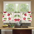 thumbnail image 4 of Yayeee Kitchen Curtains Tier Set of 2 Light Filtering 57"x24" Over Sink Window Panels, Watercolor Cherry, 4 of 7