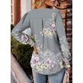 thumbnail image 4 of Top tipo túnica ROSELINLIN con estampado floral de manga larga para mujer, 4 of 5