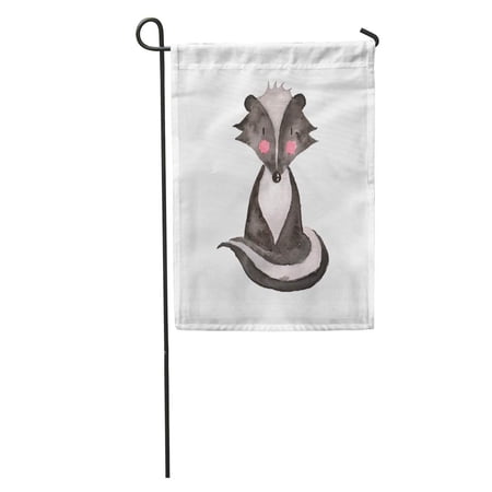 SIDONKU Woodland Skunk Watercolor Artistic Baby Cartoon Child Garden Flag Decorative Flag House Banner 28x40 inch