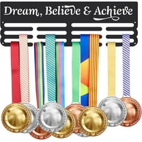Sports Medal Hanger Display Dream Medal Hook Believe Medal Hangers Achieve Displays Wall Mounted for 60  Medal Rack Display Awards Ribbon Holder Athlete Gifts for Runner