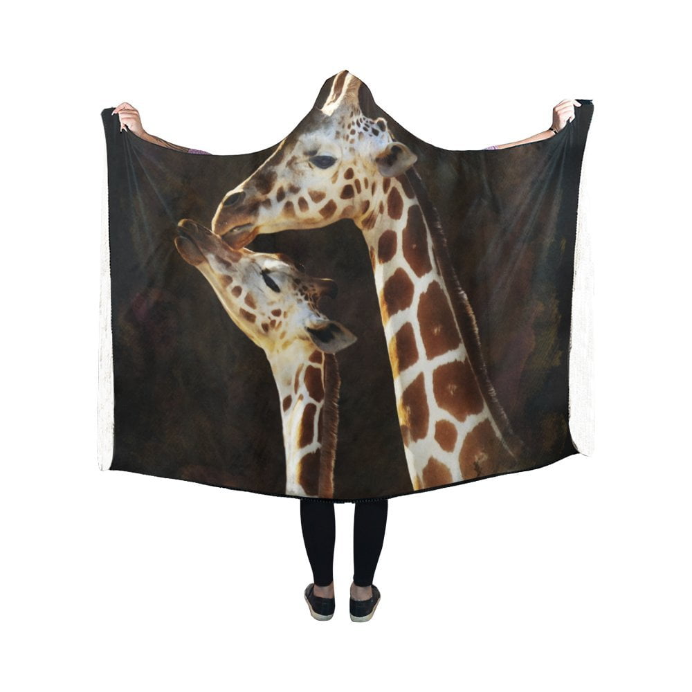 ASHLEIGH Hooded Blankets Mother And Baby Giraffe Throw Wearable Anti