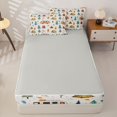 thumbnail image 4 of Homewish Kids Happy Camping Zipper Twin Comforter Sets with Fitted Sheet and 2 Pillowcases, Rustic Adventure Theme Zipper Bedding Set, Gray Reversible, 4-Piece, 4 of 6