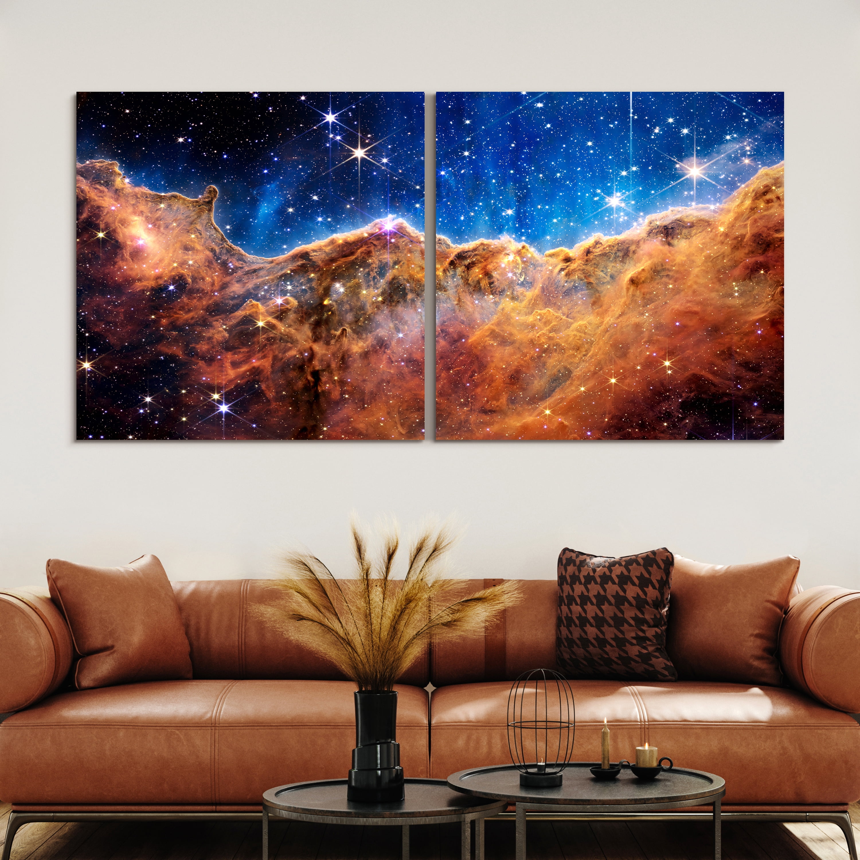 "Mountains of the Carina Nebula I & II" Frameless Reverse Printed Tempered Art Glass Wall Art