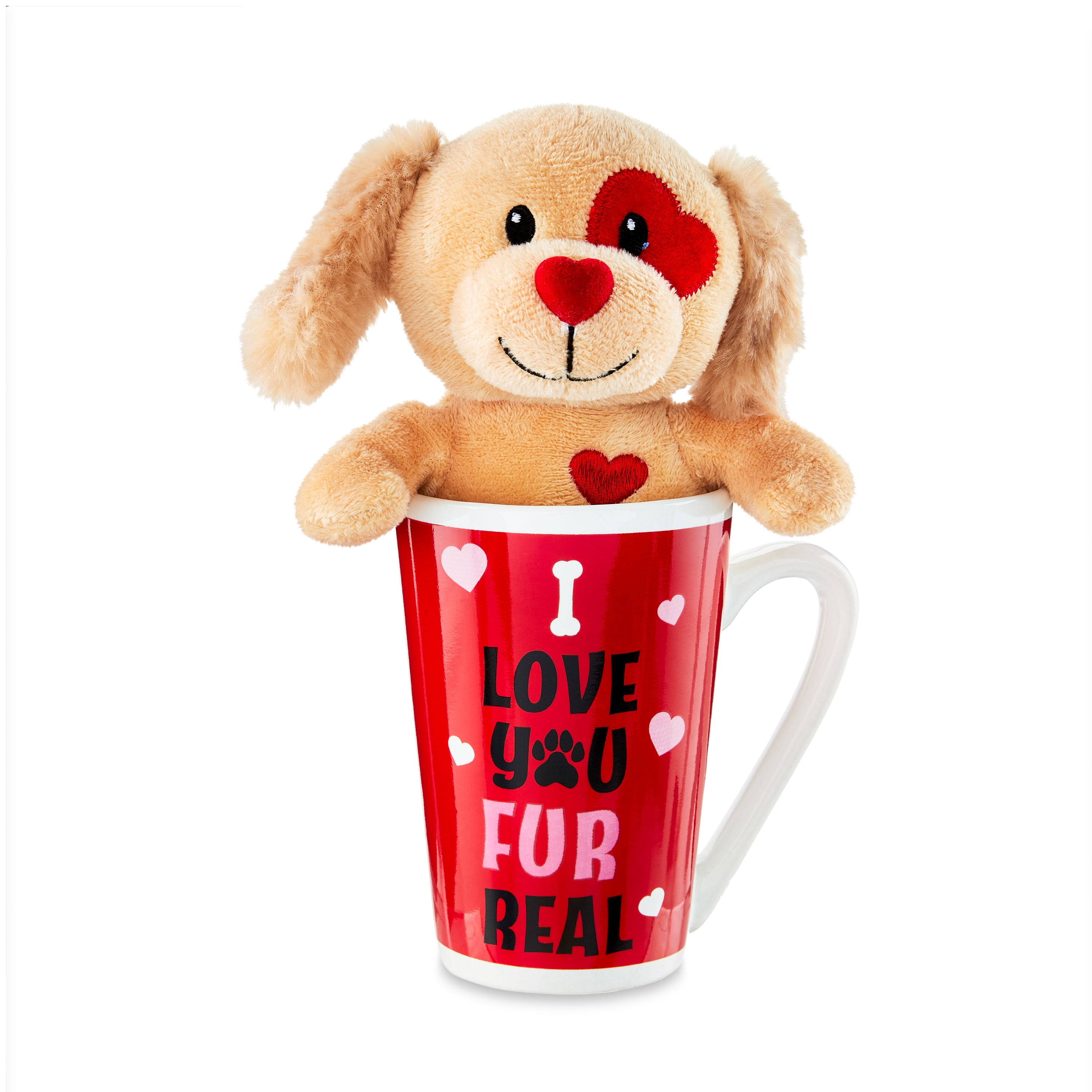 Way to Celebrate! Valentine's Day Plush Toy in Latte Mug, Puppy