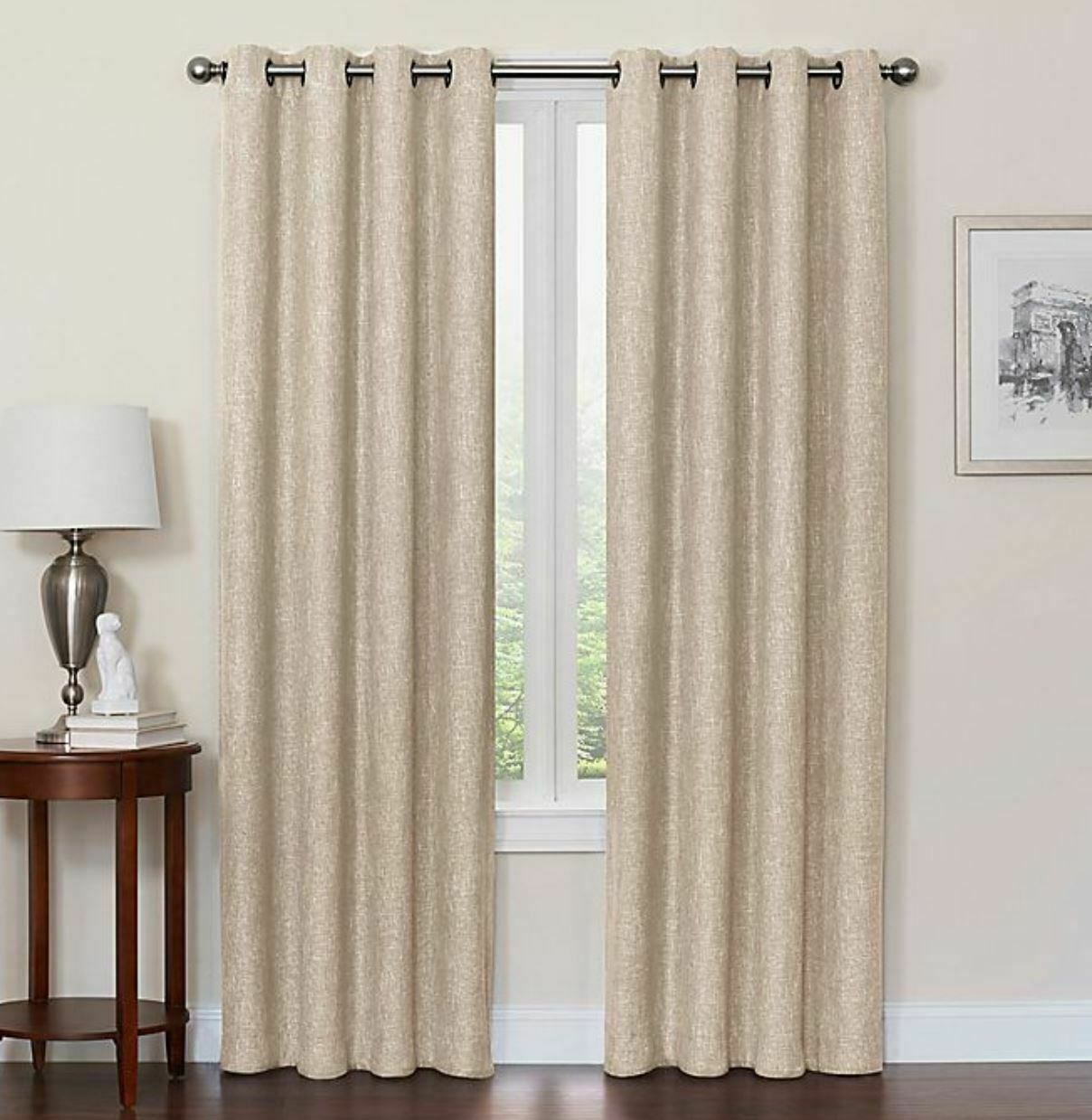 Quinn 63Inch Grommet Top 100 Blackout Window Curtain Panel in Linen