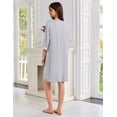 thumbnail image 5 of Ekouaer Zipper Robes for Women 3/4 Sleeves Lightweight House Coat Zip Up Bathrobe Soft Nightgown with Pockets, 5 of 6