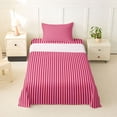 thumbnail image 2 of Castle Fairy Retro Vertical Stripe Twin Sheets 3pcs,Watercolor Linear Motif Bedding,Pink Crimson Red,1 Flat Sheet, 1 Fitted Sheet and 1 Pillowcase, 2 of 7