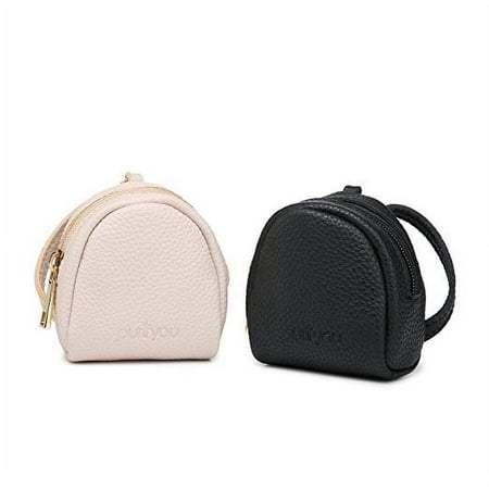 Premium Leather Pacifier & Nipple Shield Case | Water-Proof Nylon Inside, Fits 2 Pacifiers or Breastshields: Avent, MAM, Nuk, Medela| Holder, Box, Bag w/Clip For Boy, Girl (Set of 2, Black & Beige)