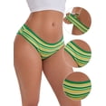 thumbnail image 3 of DARING DIVA Women's Colorful Striped Low-Waisted Double Layer Breathable Briefs M Green, 3 of 6
