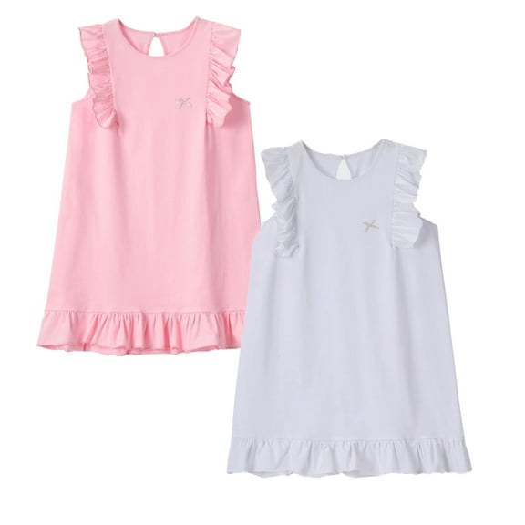 HuaAngel 2 Pieces Girls Cotton Nightgown Soft Sleeveless Night Dresses Sizes 2-12