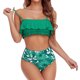 thumbnail image 4 of Toystoory Conjunto de traje de baño dividido para mujer, traje de baño con volantes acolchados en el pecho y tirantes Chinlon, ropa interior estampada a Deportes acuáticos Verde SG Toystoory OD021142-04, 4 of 6
