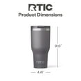 thumbnail image 5 of RTIC 40 oz Ceramic Lined Insulated Essential Tumbler, Leak-Resistant Lid, Graphite, 5 of 6