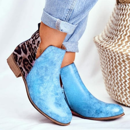 

Womens booies Clearance! Juebong Vintage Women Slip On Boots Pointed Toe Round Head Chunky Heel Short Shoes