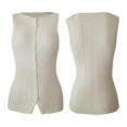 thumbnail image 3 of Women Button Down Vest Ribbed Sleeveless Cardigan Tank Top Y2k Crewneck Slim Fit Knit Vest Tops Going Out Crop Top S, 3 of 7